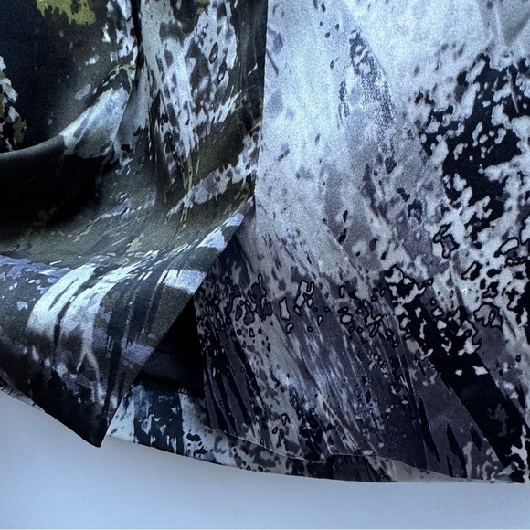 Single 100% Silk Grey Black White Splatter Abstract Palm Shift Pencil Dress 8 - Picture 14 of 16